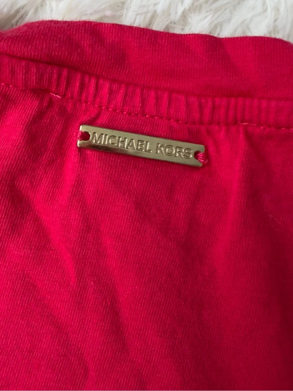Michael Kors fuchsia Short Sleeve Lace-Up Shoulder Tee